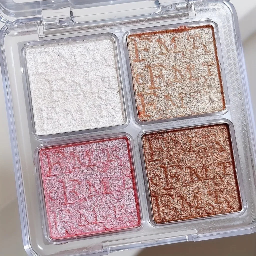 Paleta Glow Illuminator 4 em 1 – Efeito Shimmer Profissional e Alta Pigmentação