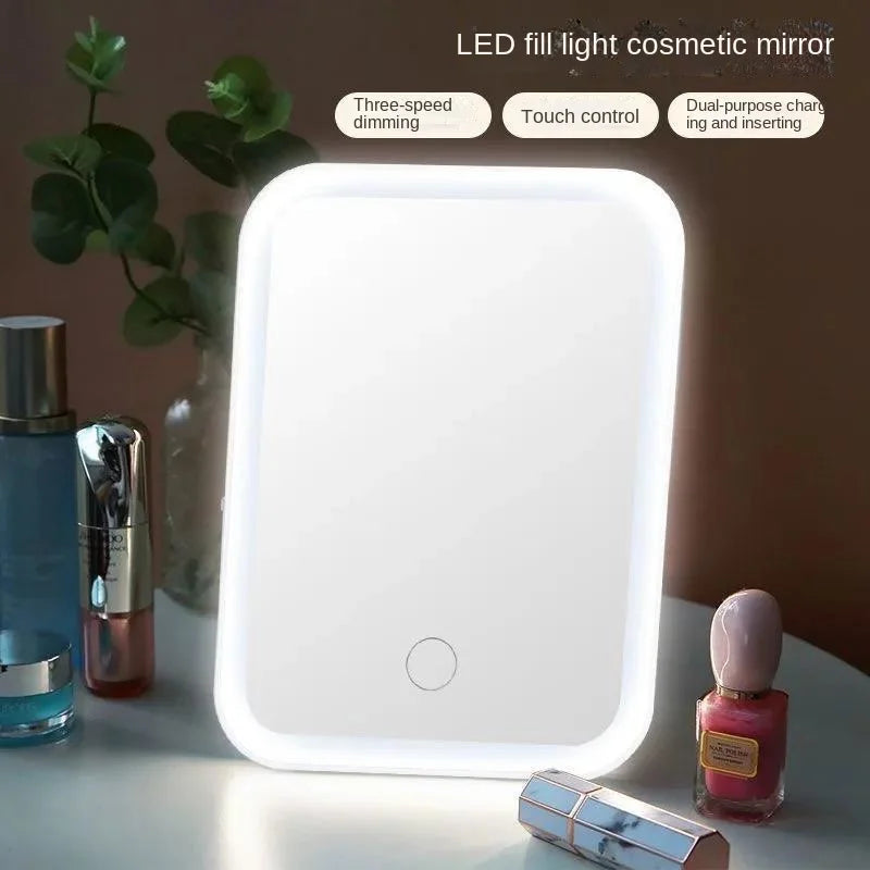 Espelho de Mesa Heinast LED Recarregável – Brilho Ajustável e Touch.
