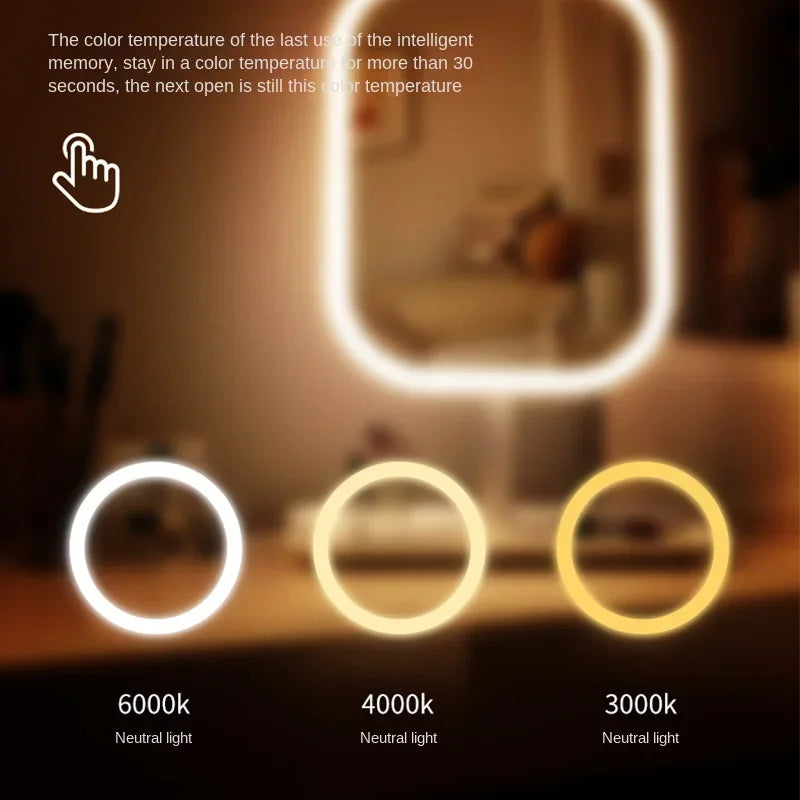 Espelho de Vidro Premium com Luz LED – Design Slim e Certificação CE.